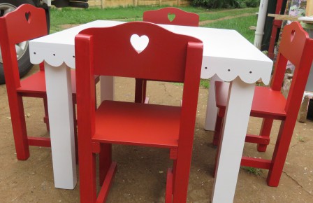 IMG_1432 Pretty white anglaise table with red chairs